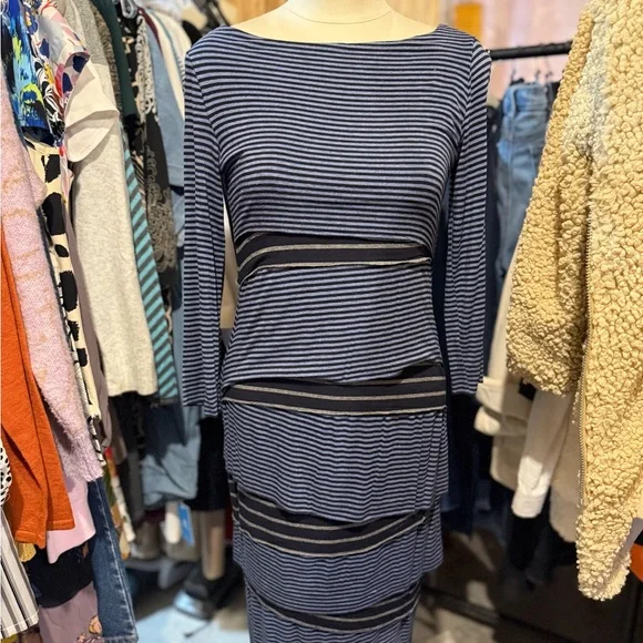 Anthropology soft Large Blue Ruched NWT Baily 44 Bodycon Dress stretchy - Picture 3 of 14